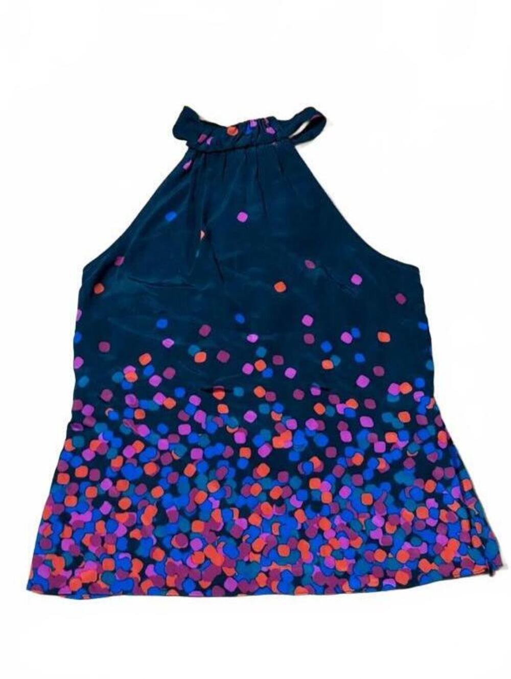 Classiques Entier Silk Black Polka Dot Halter Top Blouse Size L